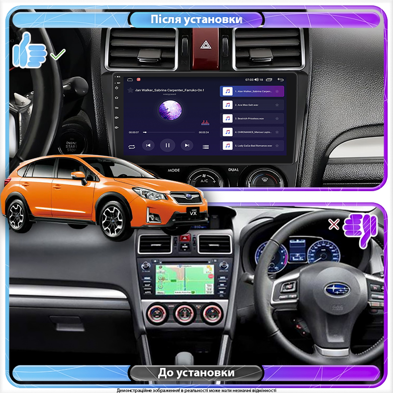 Штатная магнитола Lesko для Subaru XV I Рестайлинг 2015-2017 экран 9" 4/64Gb CarPlay 4G Wi-Fi GPS Prime