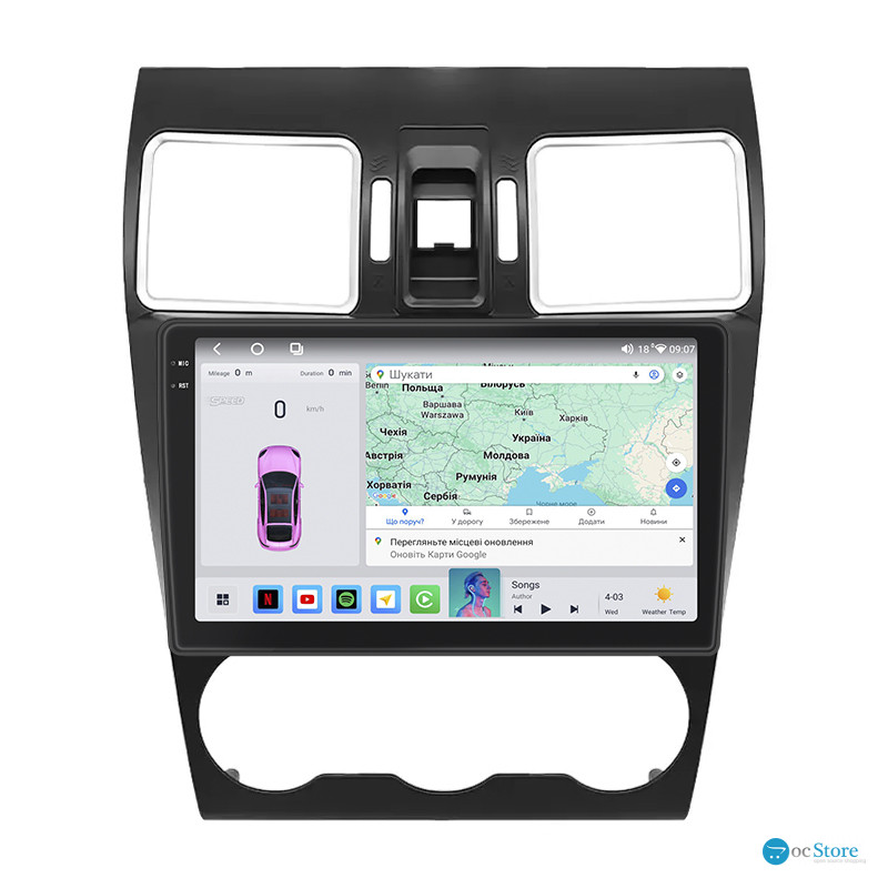 Штатная магнитола Lesko для Subaru XV I Рестайлинг 2015-2017 экран 9" 4/64 QLED CarPlay 4G Wi-Fi GPS 360 Prime