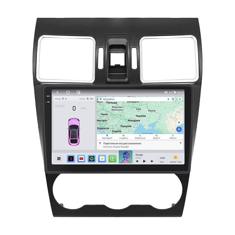 Штатная магнитола Lesko для Subaru XV I Рестайлинг 2015-2017 экран 9" 4/64 QLED CarPlay 4G Wi-Fi GPS 360 Prime