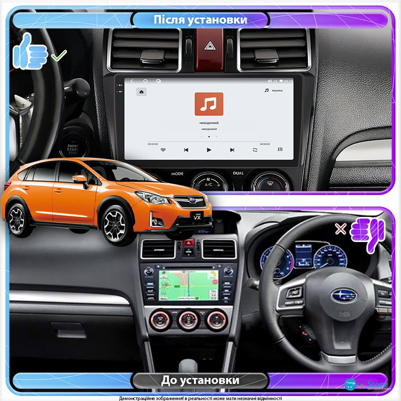 Штатная магнитола Lesko для Subaru XV I Рестайлинг 2015-2017 экран 9" 4/64 QLED CarPlay 4G Wi-Fi GPS 360 Prime