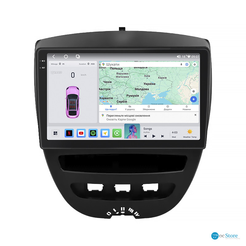 Штатная магнитола Lesko для Toyota Aygo I 2005-2009 экран 10" 4/64 QLED CarPlay 4G Wi-Fi GPS 360 Prime