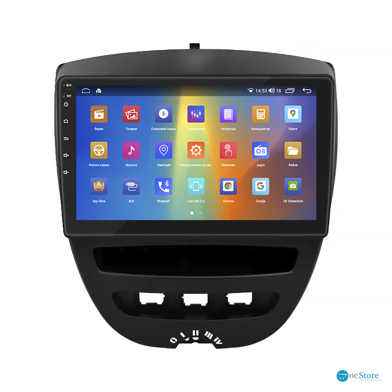Штатная магнитола Lesko для Toyota Aygo I Рестайлинг 2009-2012 экран 10" 2/32Gb CarPlay 4G Wi-Fi GPS Prime