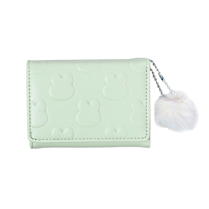 Женский кошелек EASTERN STAR C325-44 для карт повседневный с принтом кролика пушистым шариком Light Green