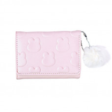 Женский кошелек EASTERN STAR C325-44 для карт повседневный с принтом кролика пушистым шариком Light Pink