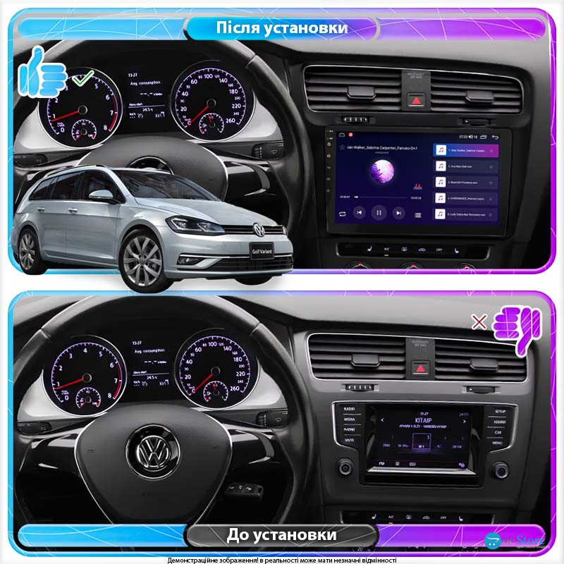 Штатная магнитола Lesko для Volkswagen Golf VII Рестайлинг 2017-н.в. экран 10" 2/32Gb Wi-Fi GPS Base