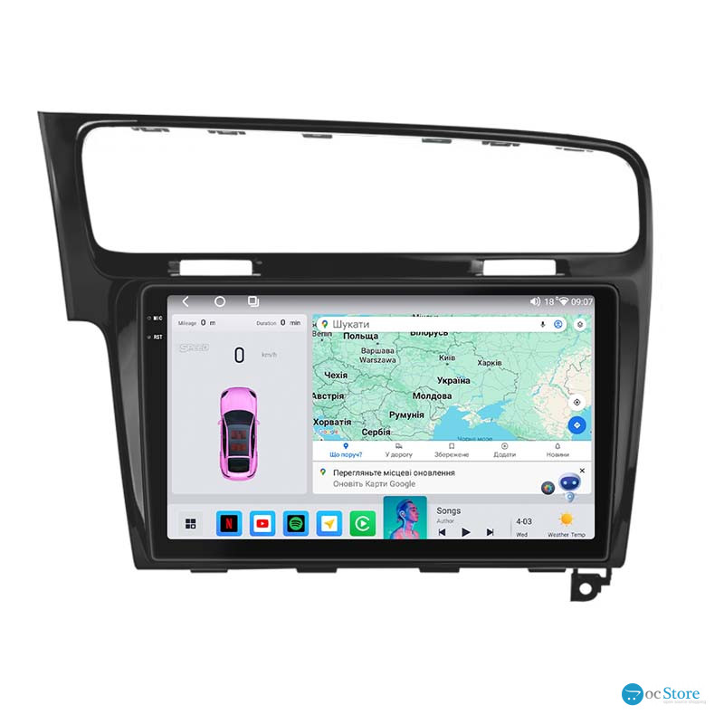 Штатная магнитола Lesko для Volkswagen Golf VII Рестайлинг 2017-н.в. экран 10" 4/64 QLED CarPlay 4G Wi-Fi GPS 360 Prime