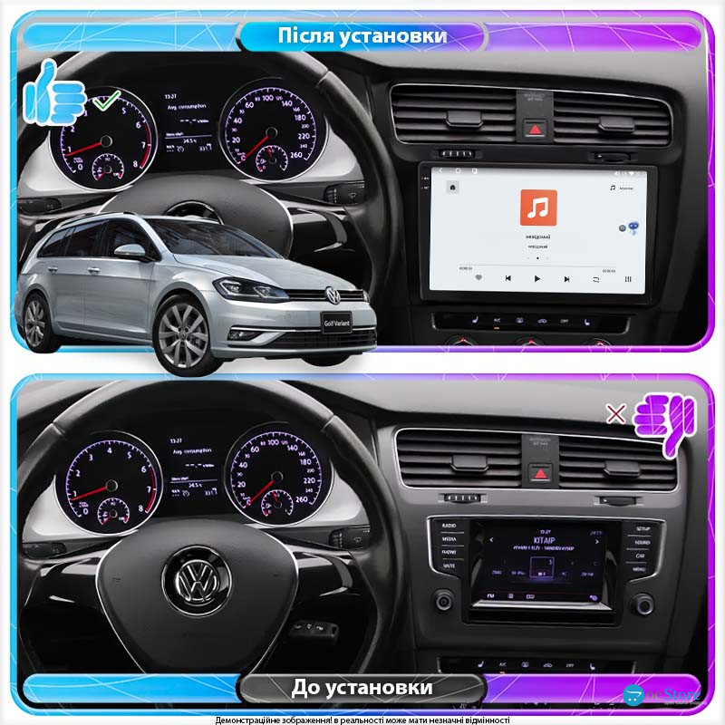 Штатная магнитола Lesko для Volkswagen Golf VII Рестайлинг 2017-н.в. экран 10" 4/64 QLED CarPlay 4G Wi-Fi GPS 360 Prime
