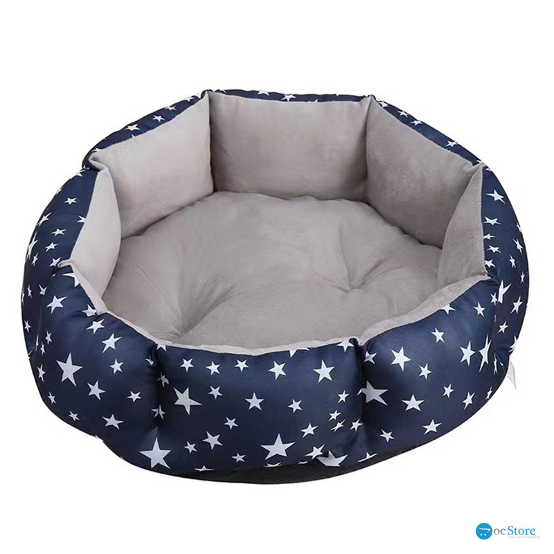 Лежак для котов собак круглый SY-2022-1208 Blue Stars L 60*18 см