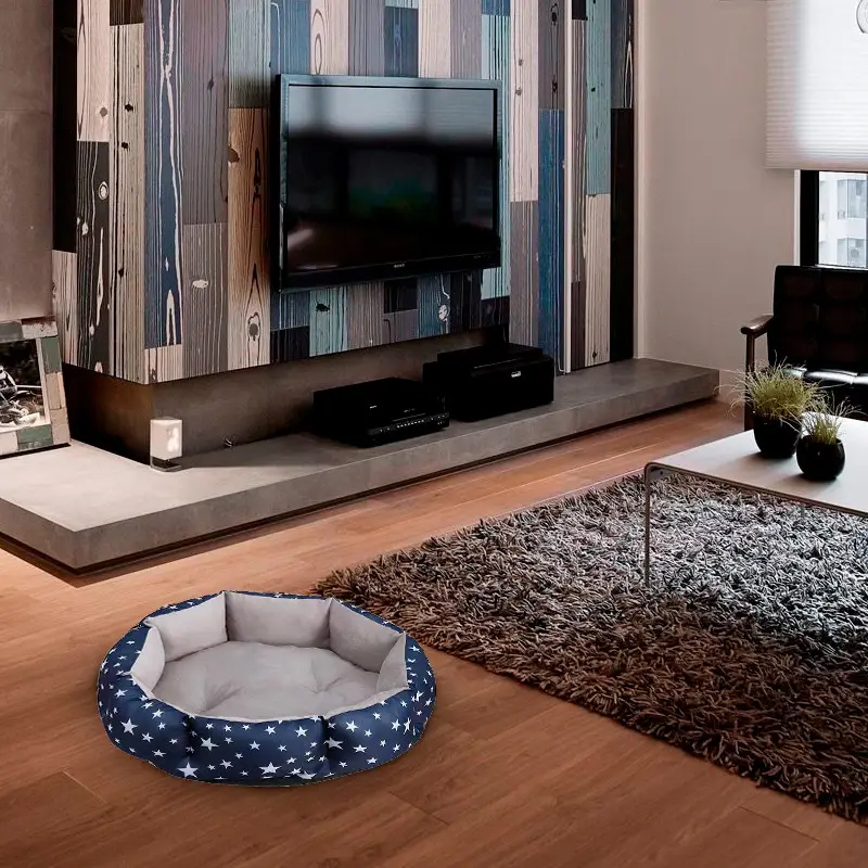 Лежак для котов собак круглый SY-2022-1208 Blue Stars L 60*18 см