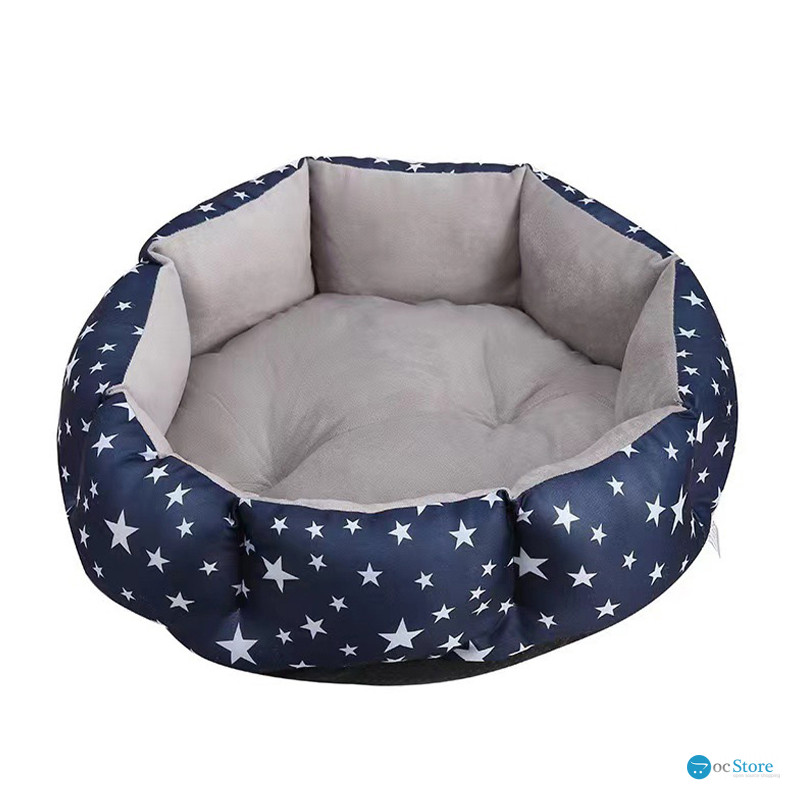 Лежак для котов собак круглый SY-2022-1208 Blue Stars M (50*18 см)