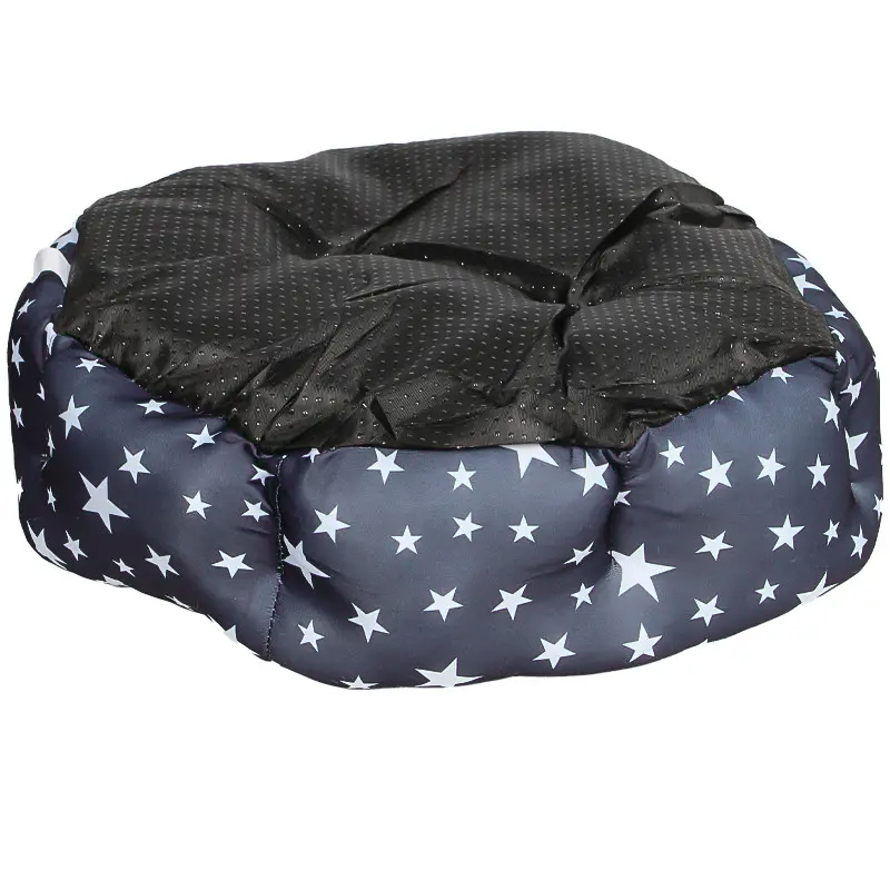 Лежак для котов собак круглый SY-2022-1208 Blue Stars M (50*18 см)