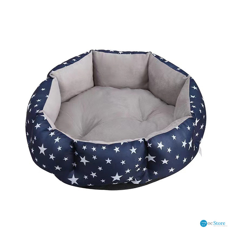 Лежак для котов собак круглый SY-2022-1208 Blue Stars S 40*18 см