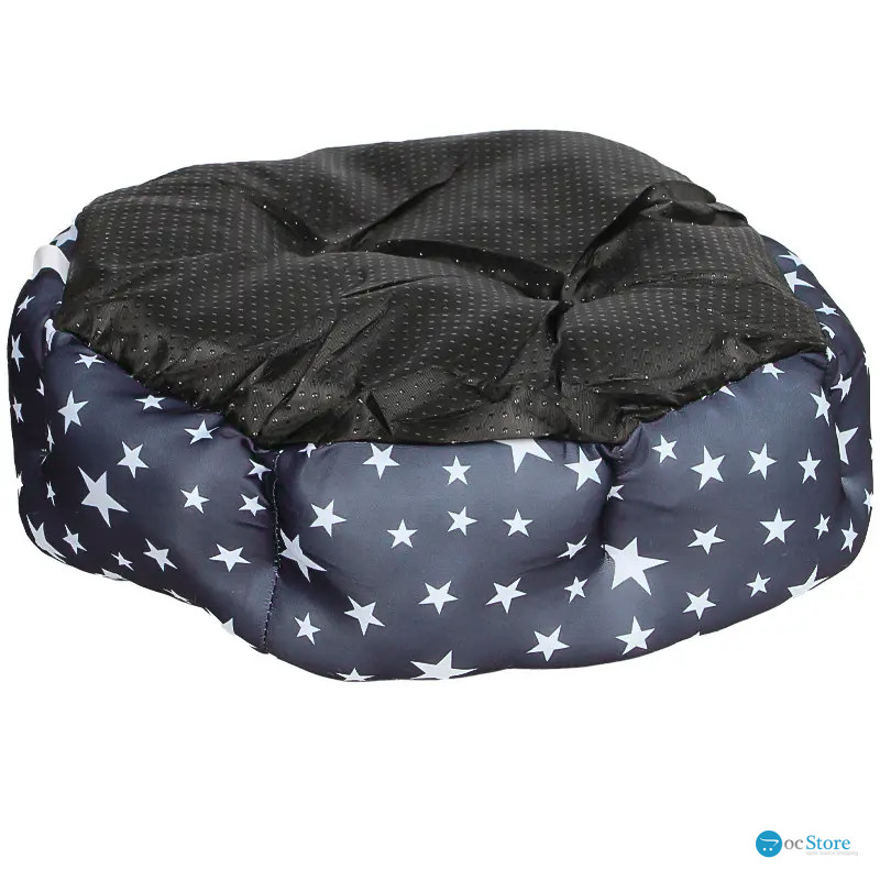Лежак для котов собак круглый SY-2022-1208 Blue Stars S 40*18 см