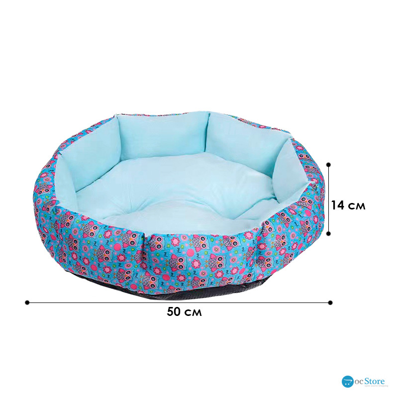 Лежак для котов собак круглый SY-2022-1208-97 Blue Owl M (50*18 см)