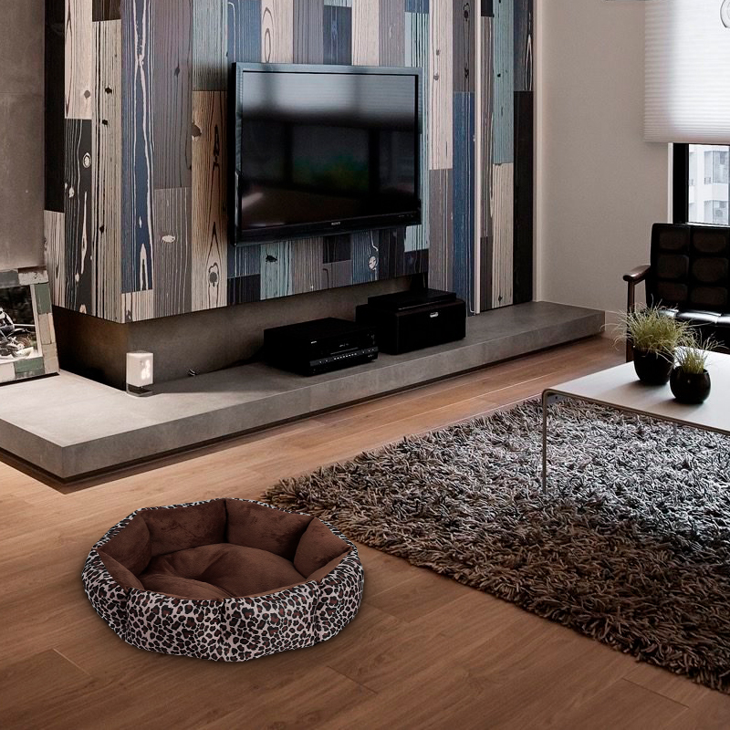 Лежак для котов собак круглый SY-2022-1208-97 Leopard M (50*18 см)