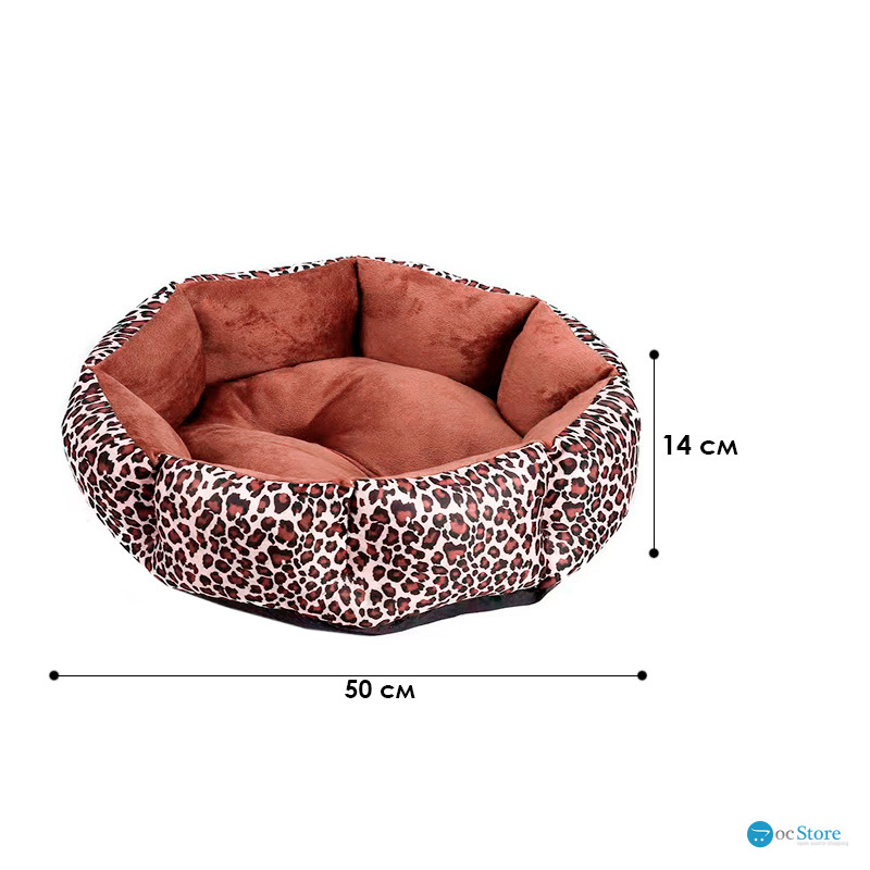 Лежак для котов собак круглый SY-2022-1208-97 Leopard M (50*18 см)