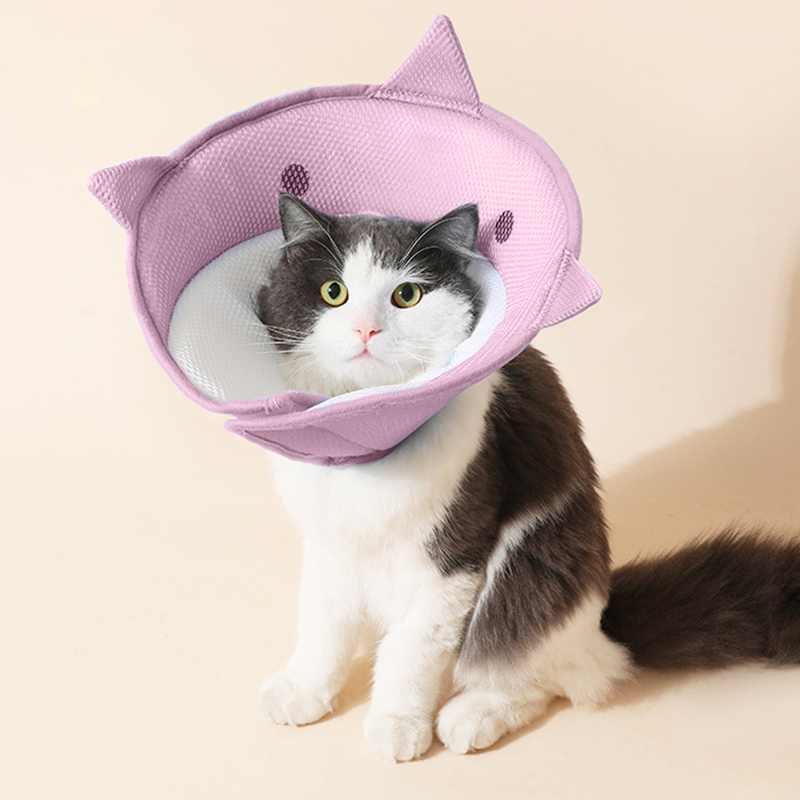 Мягкий воротник-подушка для кошек DT-613 послеоперационный защитный от вылизывания L Pink Shark