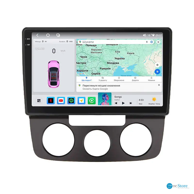 Штатная магнитола Lesko для Volkswagen Golf V Manual AC 2003-2008 экран 10" 4/64 QLED CarPlay 4G Wi-Fi GPS 360 Prime