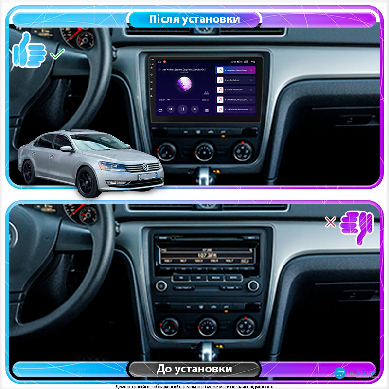 Штатная магнитола Lesko для Volkswagen Passat I / NMS Auto AC 2011-2015 экран 9" 2/32Gb 4G Wi-Fi GPS Top