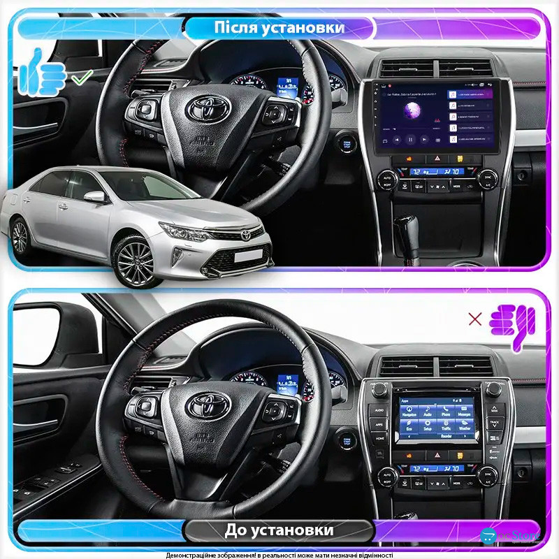 Штатная магнитола Lesko для Toyota Camry (USA) VII (XV50) Рестайлинг 2015-2017 экран 10" 1/16Gb Wi-Fi GPS Base