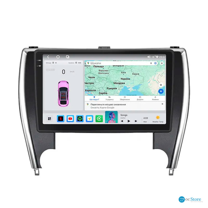 Штатная магнитола Lesko для Toyota Camry (USA) VII (XV50) Рестайлинг 2015-2017 экран 10" 4/64 QLED CarPlay 4G Wi-Fi GPS 360 Prime