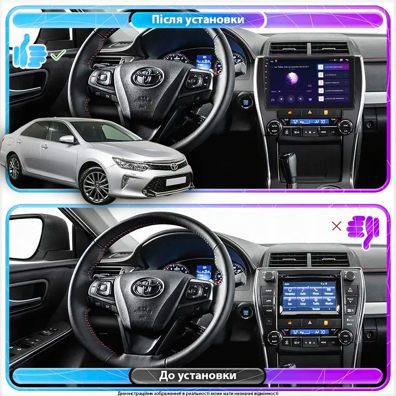 Штатная магнитола Lesko для Toyota Camry (USA) VII (XV50) Рестайлинг 2015-2017 экран 10" 4/32Gb 4G Wi-Fi GPS Top