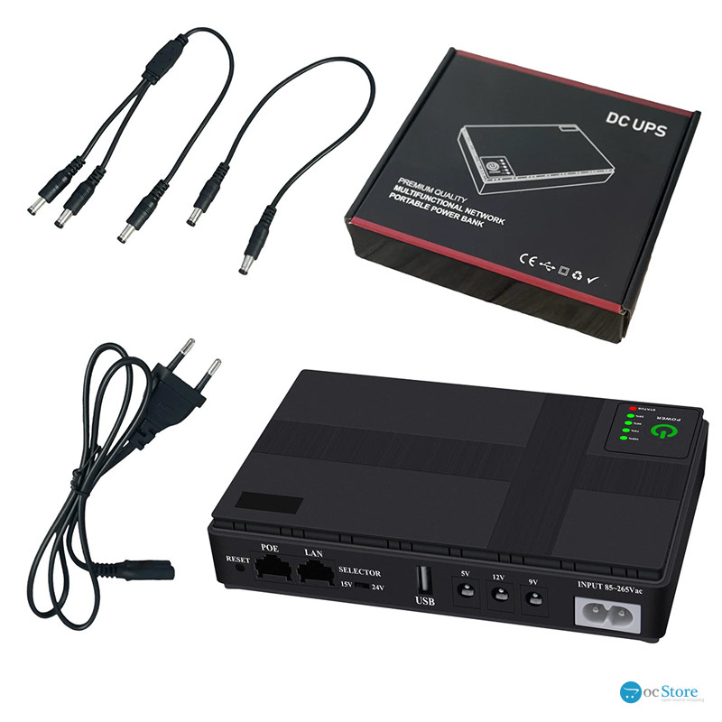 ИБП Andes DC1018P для WI-Fi роутера 5V 9V 12V 10400mAh с защитой от короткого замыкания Black