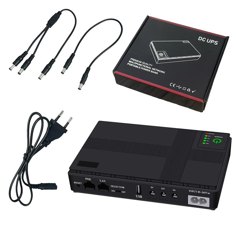 ИБП Andes DC1018P для WI-Fi роутера 5V 9V 12V 10400mAh с защитой от короткого замыкания Black