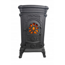 Чавунна піч-камін "Koza" Ingrid Ambra 9 кВт (дровʼяна) обігрів - до 100 м², Чорна