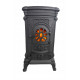 Чавунна піч-камін "Koza" Ingrid Ambra 9 кВт (дровʼяна) обігрів - до 100 м², Чорна