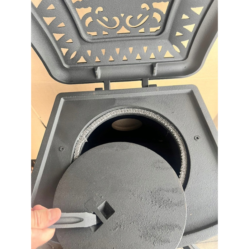 Чавунна піч-камін "Koza" Ingrid Ambra 9 кВт (дровʼяна) обігрів - до 100 м², Чорна