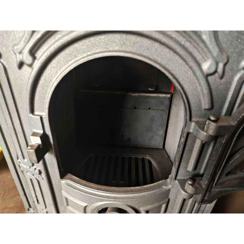 Чавунна піч-камін "Koza" Ingrid Ambra 9 кВт (дровʼяна) обігрів - до 100 м², Чорна