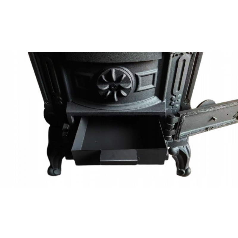 Чавунна піч-камін "Koza" Ingrid Ambra 9 кВт (дровʼяна) обігрів - до 100 м², Чорна