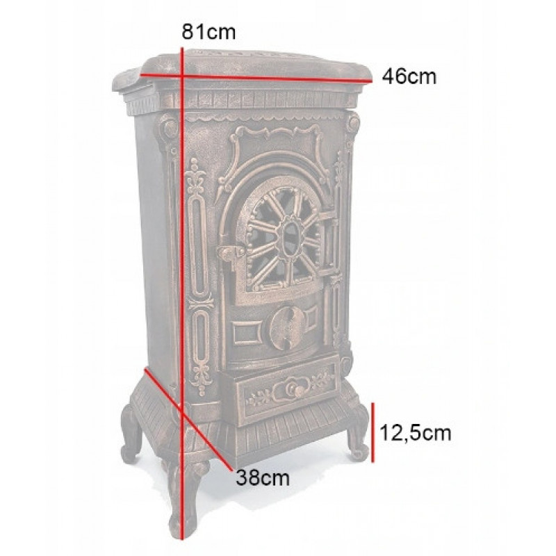 Чавунна піч-камін "Koza" Ingrid Ambra 9 кВт (дровʼяна) обігрів - до 100 м², Чорна