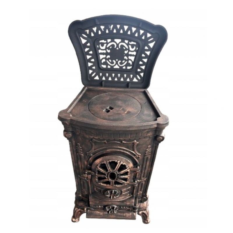 Чавунна піч-камін "Koza" Ingrid Ambra 9 кВт (дров’яна) обігрів - до 100 м², Золотисто-мідна