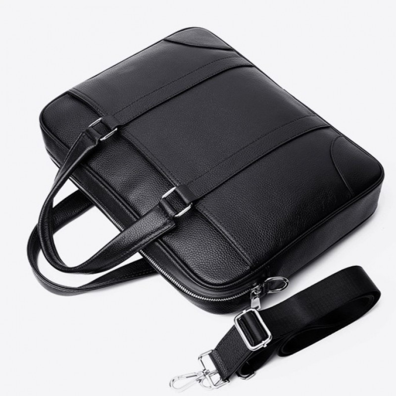 Шкіряна чоловіча сумка для документів та ноутбука 40x30x8, портфель для офіса SL-21511, чорний