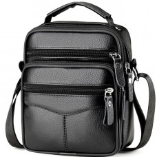 Чоловіча сумка барсетка 17x21x9, шкіряна сумочка планшет Tiding Bag 75003 чорна