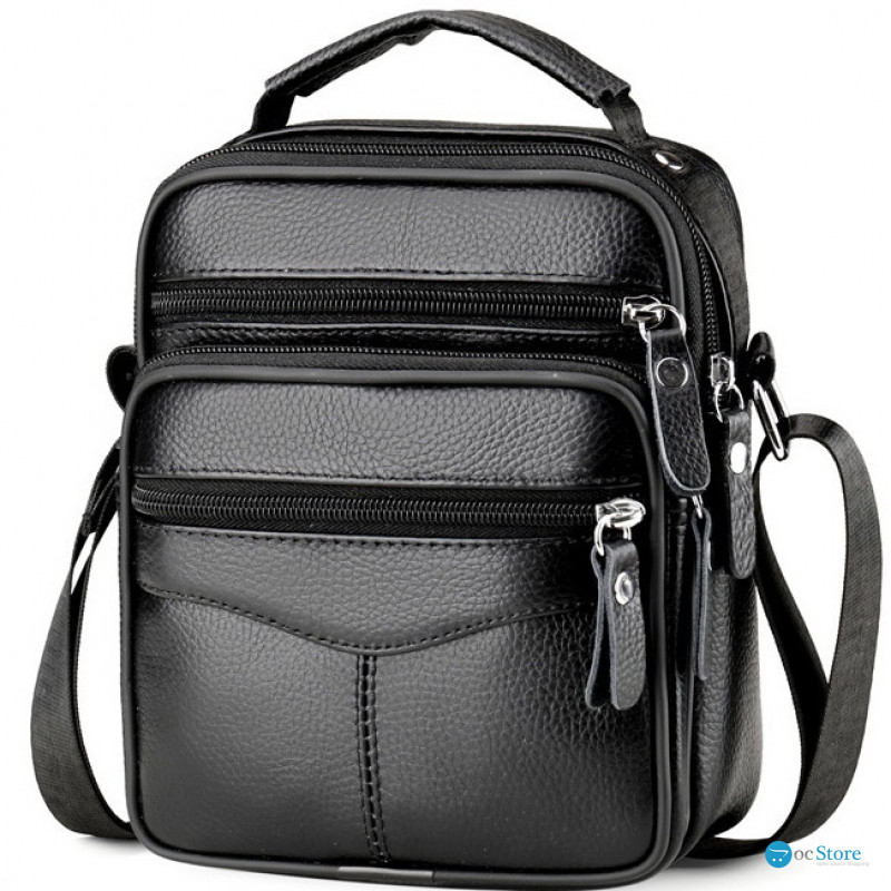 Чоловіча сумка барсетка 17x21x9, шкіряна сумочка планшет Tiding Bag 75003 чорна