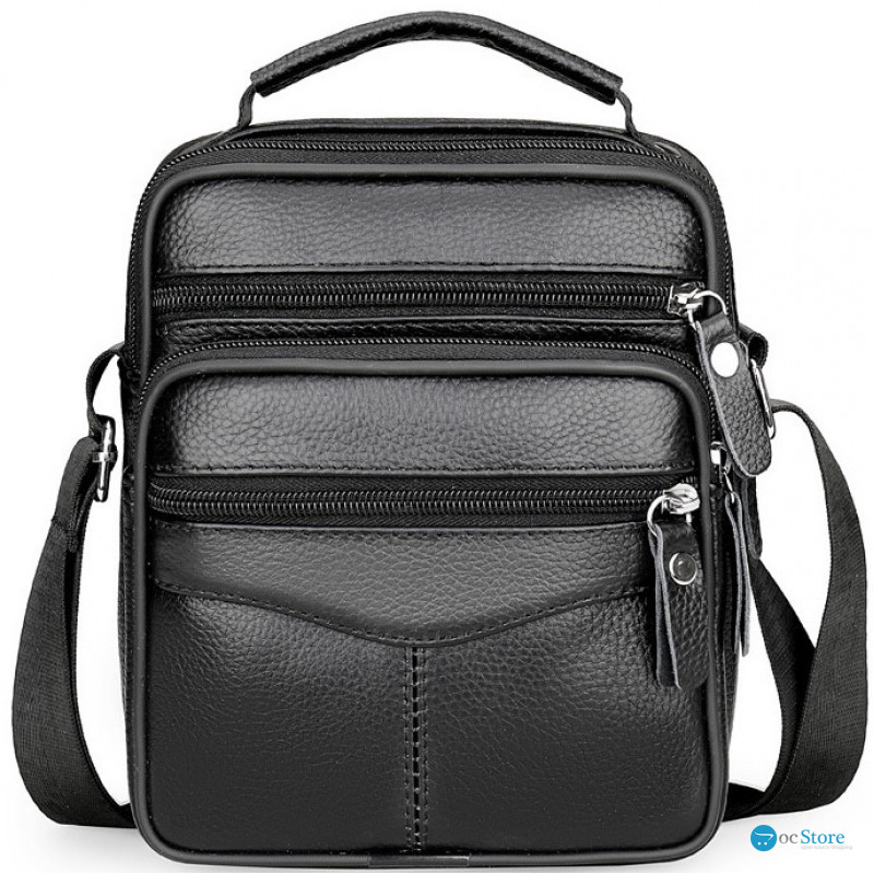 Чоловіча сумка барсетка 17x21x9, шкіряна сумочка планшет Tiding Bag 75003 чорна