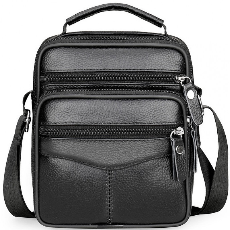 Чоловіча сумка барсетка 17x21x9, шкіряна сумочка планшет Tiding Bag 75003 чорна