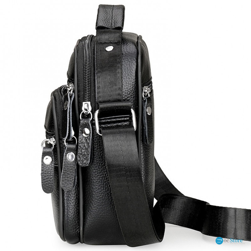 Чоловіча сумка барсетка 17x21x9, шкіряна сумочка планшет Tiding Bag 75003 чорна