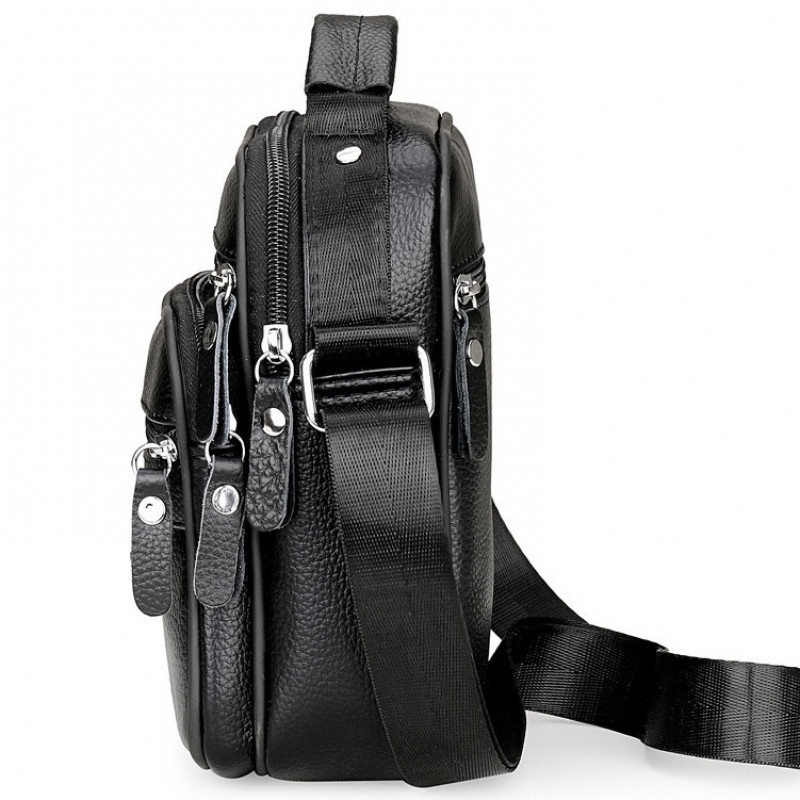 Чоловіча сумка барсетка 17x21x9, шкіряна сумочка планшет Tiding Bag 75003 чорна