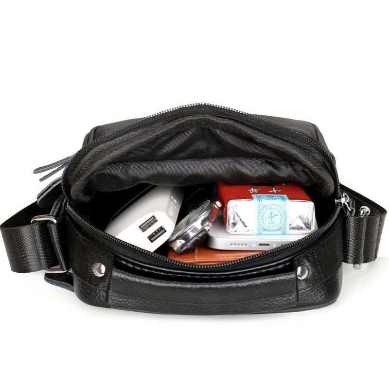 Чоловіча сумка барсетка 17x21x9, шкіряна сумочка планшет Tiding Bag 75003 чорна