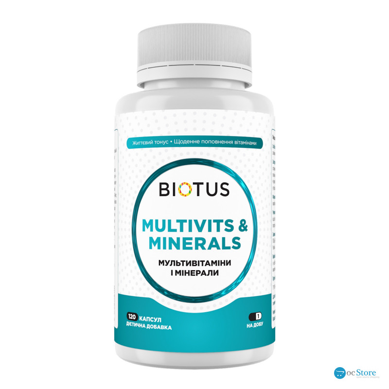 Мультивітаміни та мінерали, Multivits & Minerals, Biotus, 120 капсул