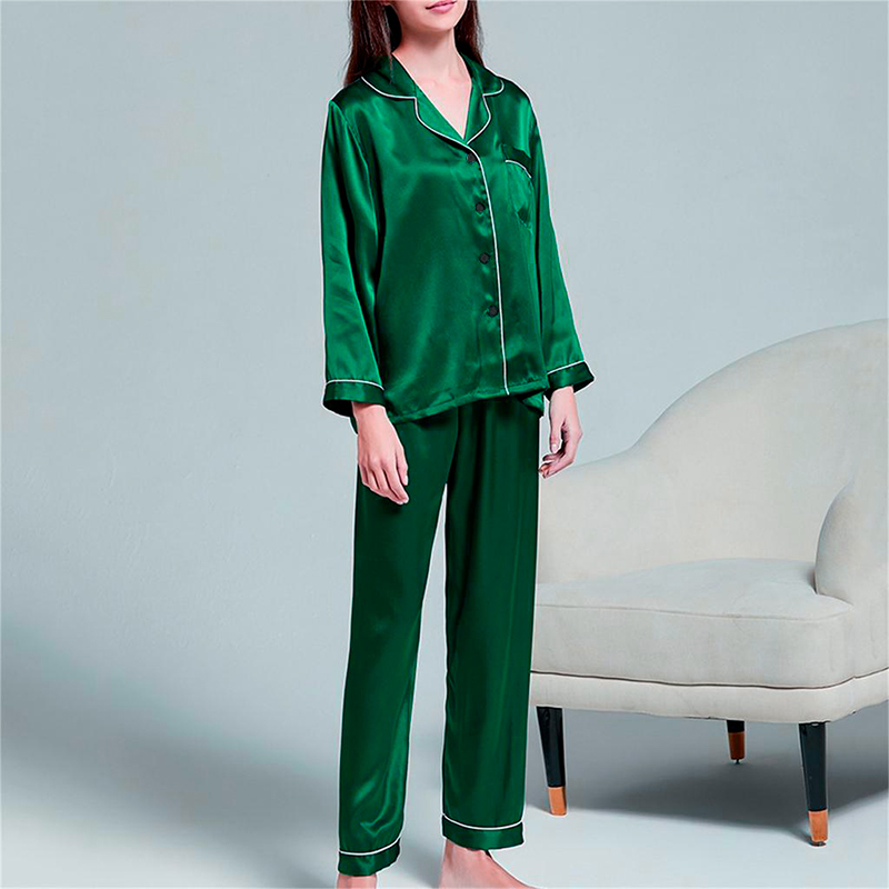 Комплект женской пижамы 806 Зеленый рубашка с длинным рукавом и штанами одежда для дома XL