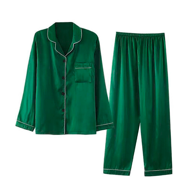 Комплект женской пижамы 806 Зеленый рубашка с длинным рукавом и штанами одежда для дома XL