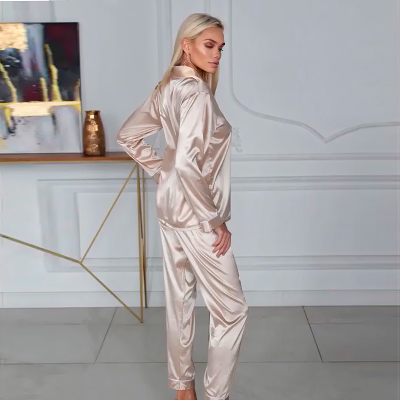 Комплект женской пижамы 806 Светло-бежевый рубашка с длинным рукавом и штанами одежда для дома XL