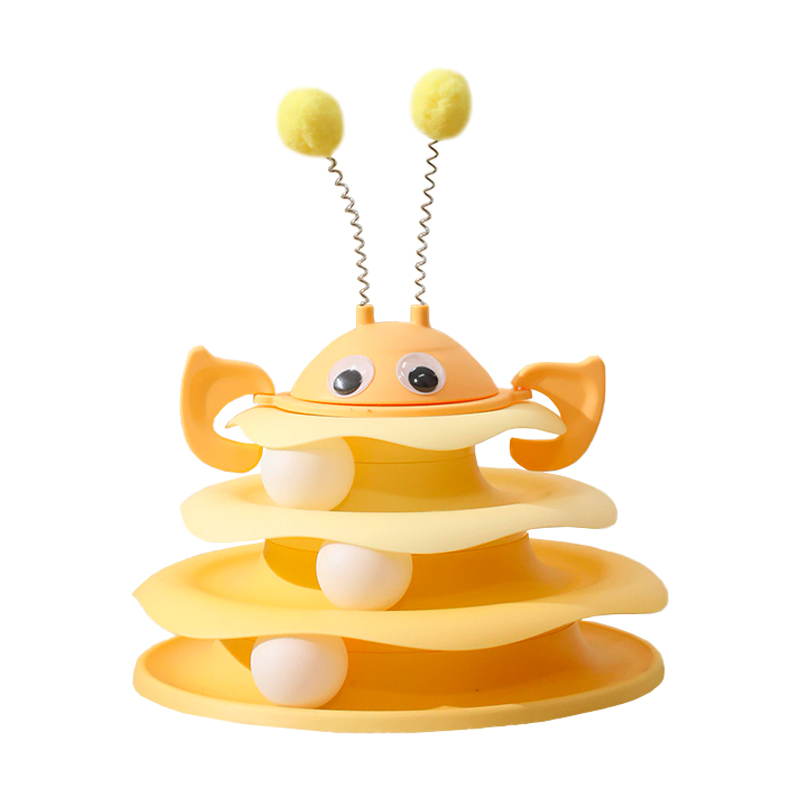 Игрушка Chaokupet 079906 Башня для котов интелектуальная 3-х уровневая   Желтый