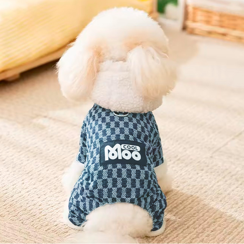 Комбинезон с капюшоном для собак Moo 2410SXMJ0172 тедди с петлей для поводка Blue S