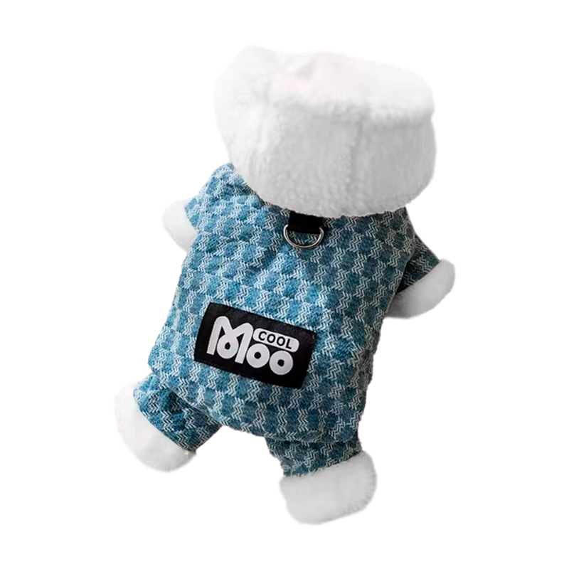 Комбинезон с капюшоном для собак Moo 2410SXMJ0172 тедди с петлей для поводка Blue XS